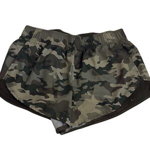 Athletic Works Green and Black Athletic Shorts Lightweight Elastic Waist